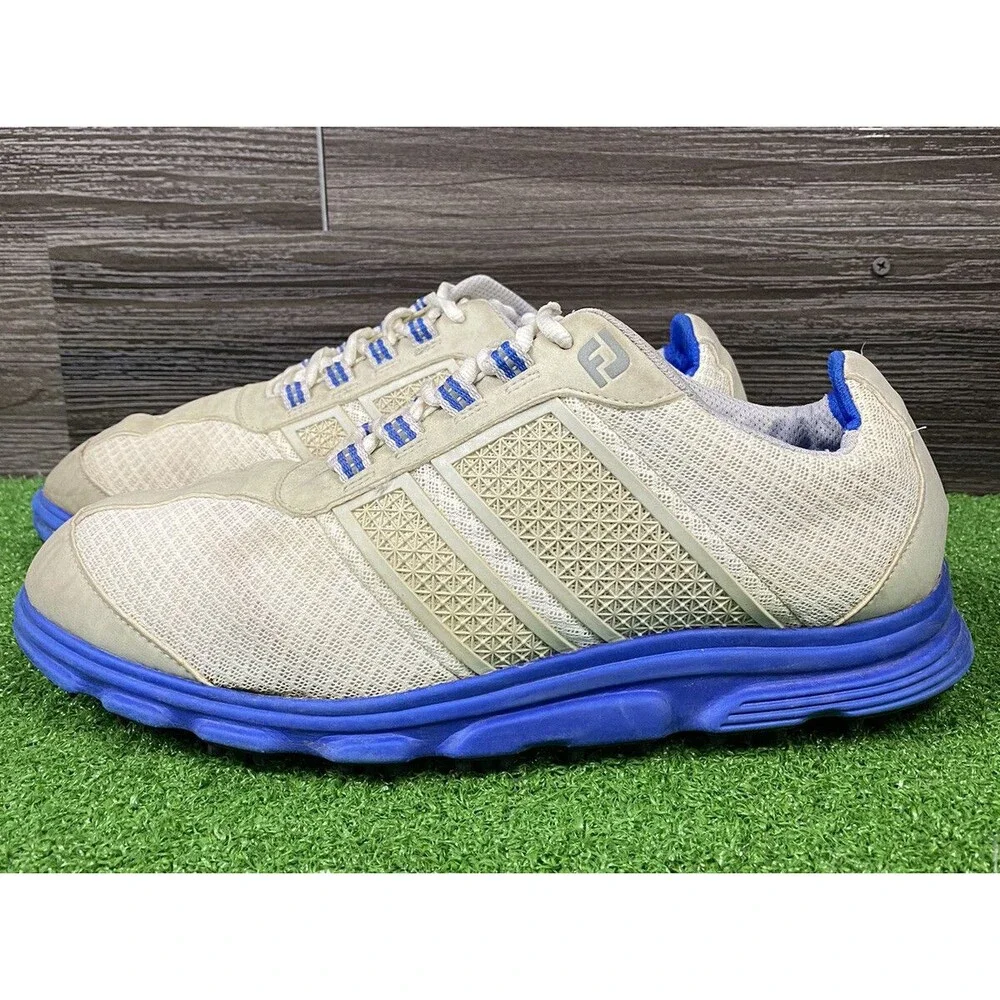 FootJoy Mens‎ 9 M SuperLites CT Spikeless Golf Shoes Sneakers White Blue 58135
